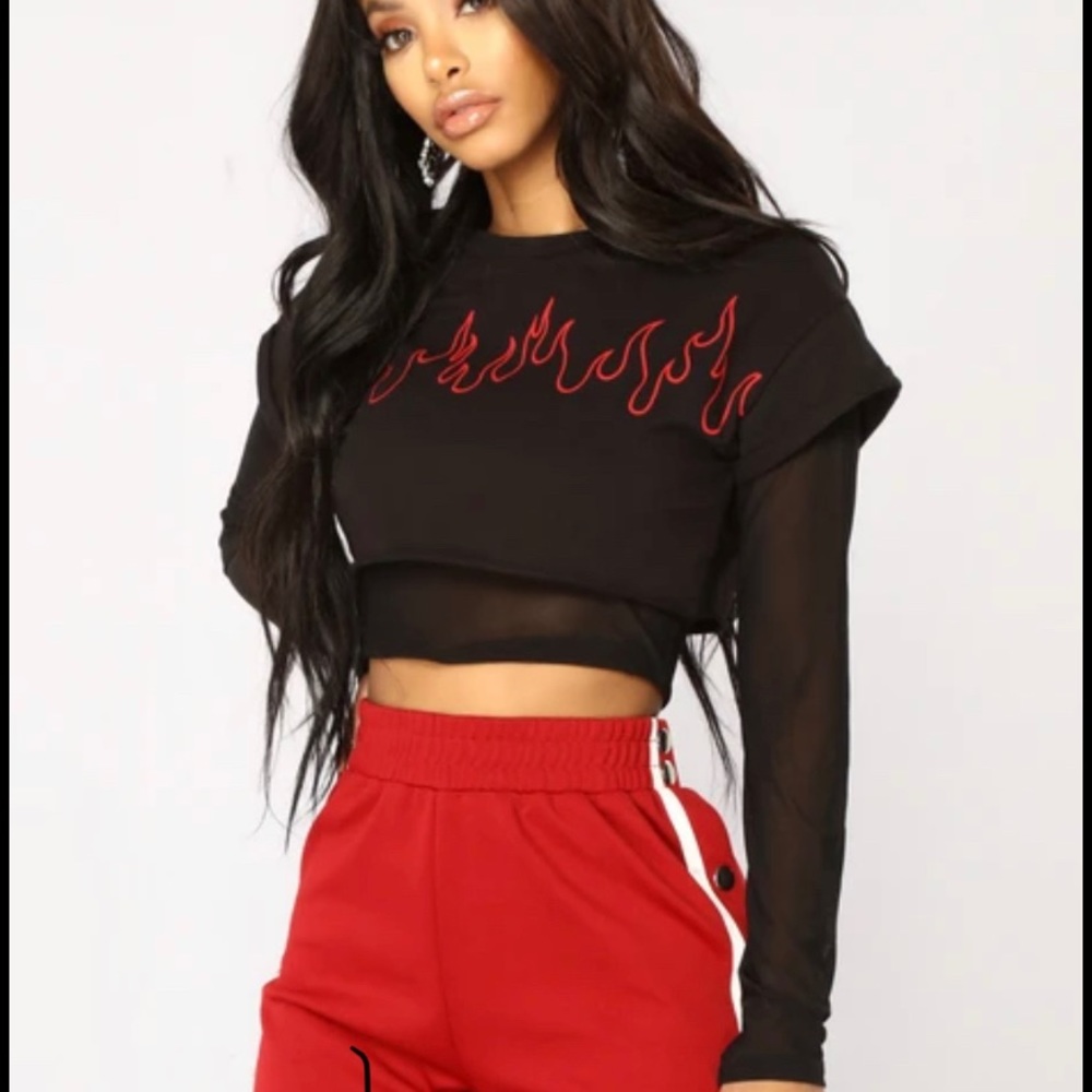Black Flame Crop Top